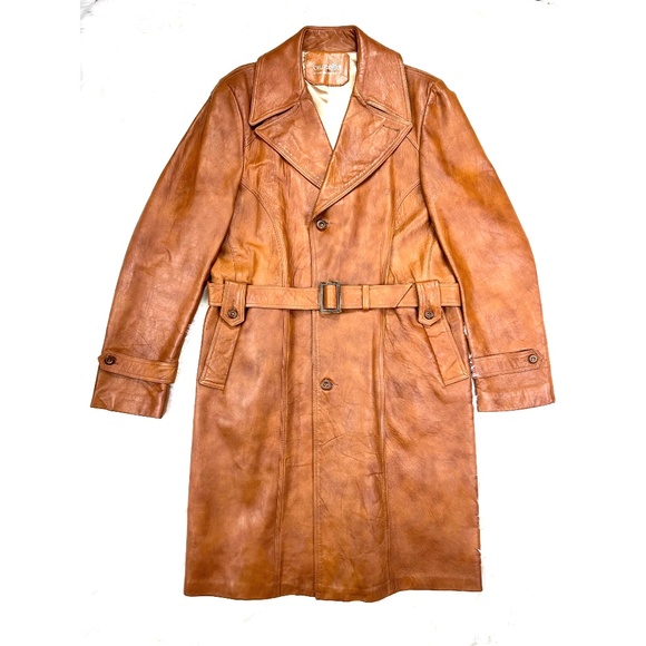 🚫SOLD🚫VTG |•CALIFORNIAN•| Heavy Duty Full Length Leather Trench Coat!* - Picture 2 of 16